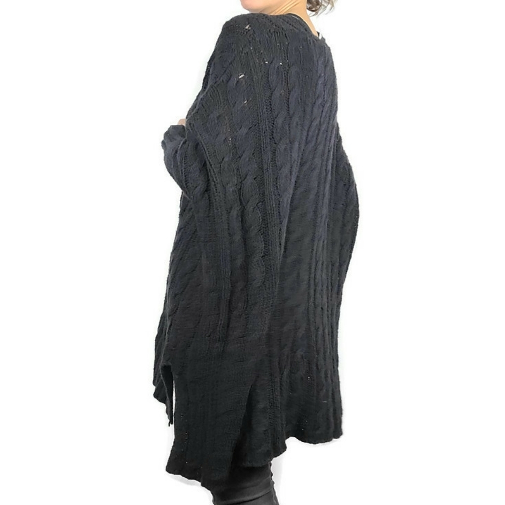 Free People Cable Knit Sweater Poncho Medium - Picture 2 of 9